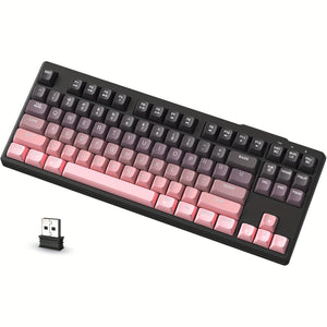 ATTACK SHARK M87 80% Wireless Gaming Keyboard, 87 Keys Rainbow Lights TKL Mechanical Feeling SA PBT Keyboard For Mac/Win, Wireless 5.0/2.4Ghz Dual Mode Pc Membrane Keyboards For Silent Office/Gaming