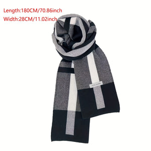 Men's Scarf for Autumn And Winter, Warm Plaid Scarf