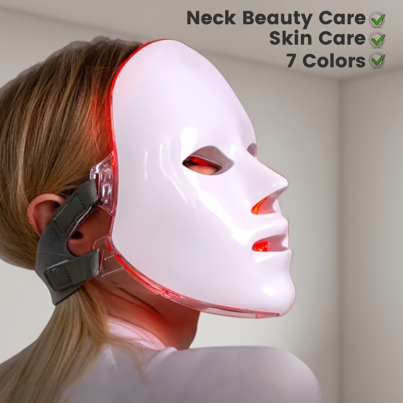7-color Facial Mask Device, Portable Facial Skincare Tool, Home Beauty Care Equipment, USB Rechargeable