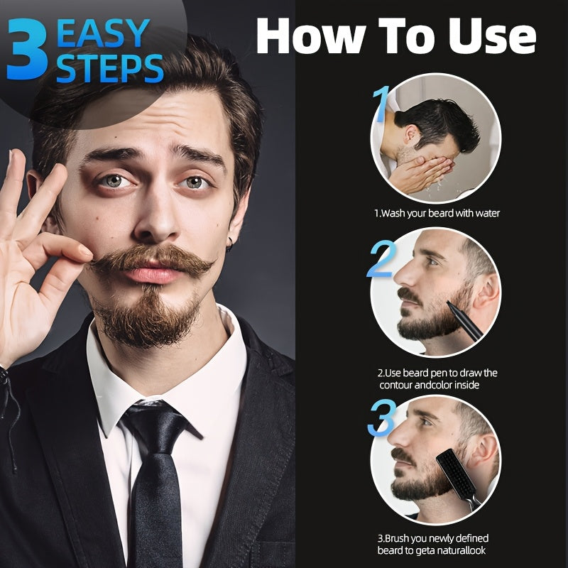 4/8 Pack Men's Beard Filling Pens, Long-Lasting Beard Pen Set with Brush