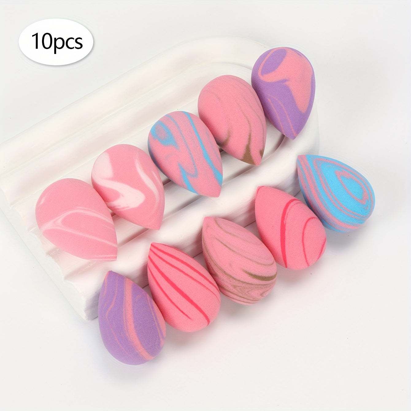 Dual-Color Mini Makeup Sponges Available in Packs of 10, 20, 30, 50, Or 100.