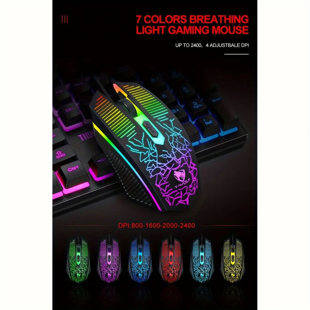 Comfortable Gaming Keyboard and Mouse Set with 3-in-1 Mouse Pad