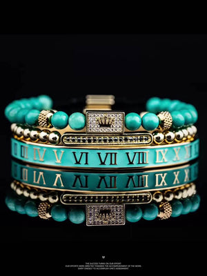 Set of 3 Luxury Royal Crown Men's Bracelets