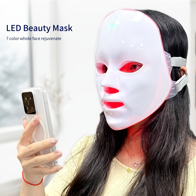 7-color Facial Mask Device, Portable Facial Skincare Tool, Home Beauty Care Equipment, USB Rechargeable