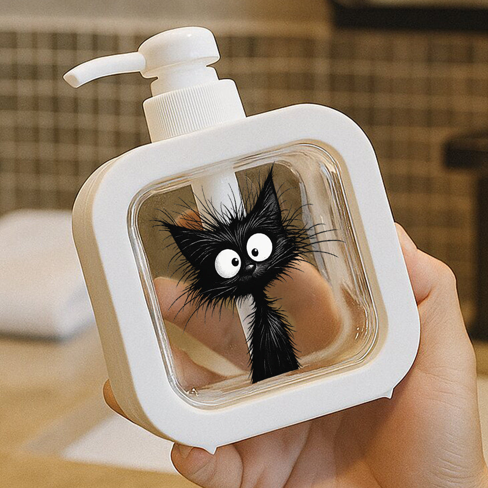 Cat-Shaped Soap Dispenser with Pump - Black & White Kitten Hand Soap Bottle, Cute Dispenser