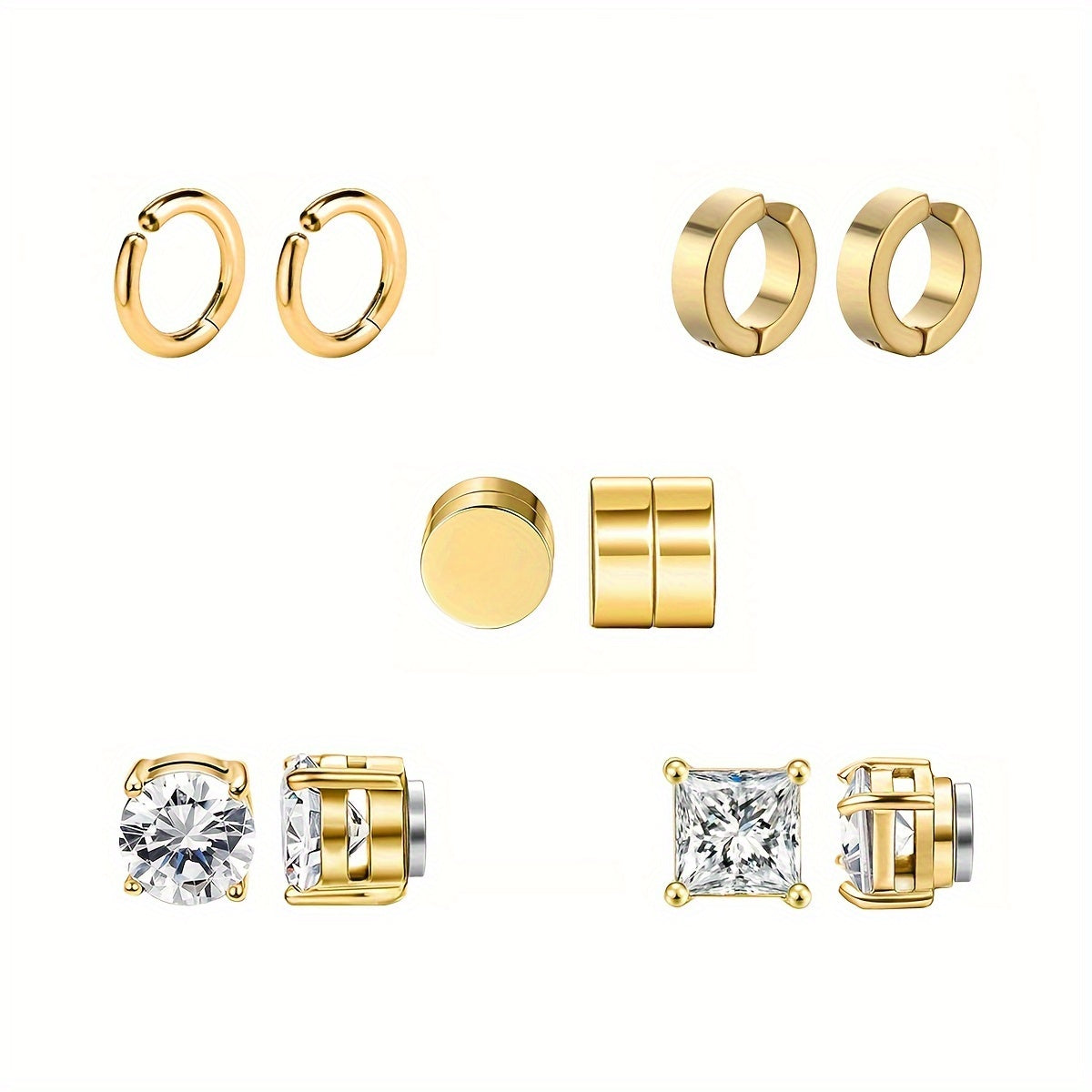 10 pcs/set classic 304 stainless steel ear clips, non perforated ear clip set, suitable for both men and women