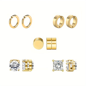 10 pcs/set classic 304 stainless steel ear clips, non perforated ear clip set, suitable for both men and women