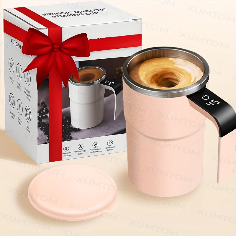 1 Automatic Stirring Coffee Cup with Temperature Display, USB Rechargeable