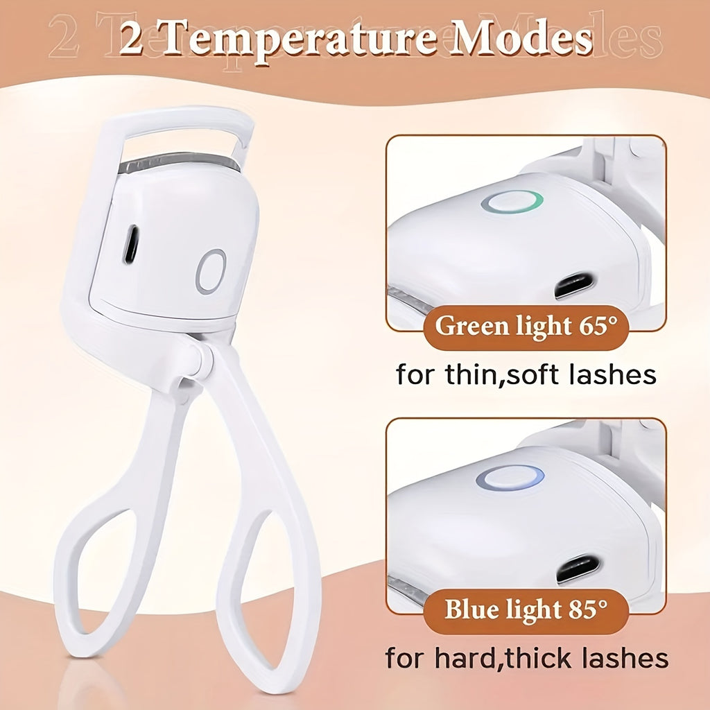 ABS Electric Eyelash Curler - Long-Lasting Curling Device with USB Rechargeable Battery