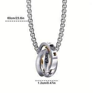Alpaca 3-Ring Stainless Steel Pendant Necklace for Men