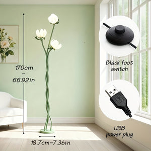Magnolia Floor Lamp - Adjustable Height, USB-Powered