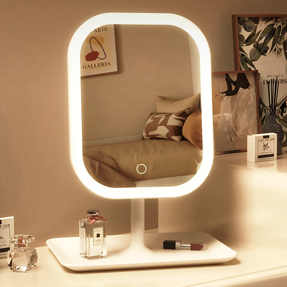 LED Makeup Mirror, Portable Travel Mirror Folding Mirror with 3 Light Modes