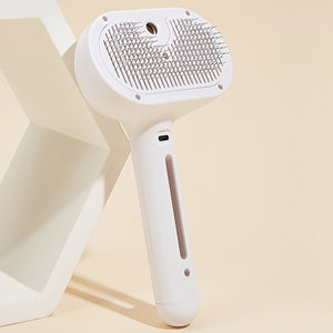 3-in-1 Cat Steam Brush with USB Charging, Stainless Steel Bristles & Release Button