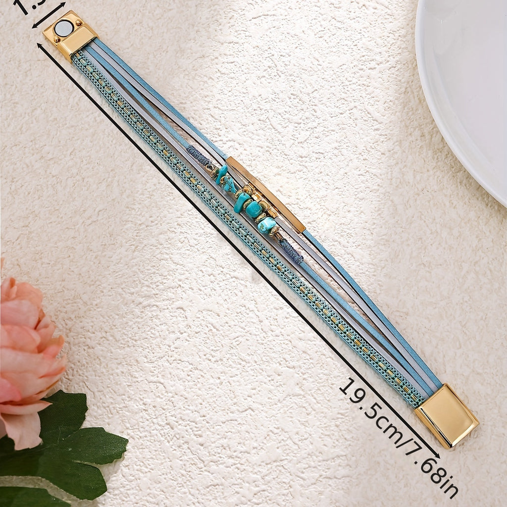 Cross-Border Bestseller Handmade  Irregular Turquoise Women's Cuff Bracelet