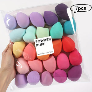 7pcs Multi-Color Makeup Sponges and Beauty Blenders, Dry and Wet Use Puffs