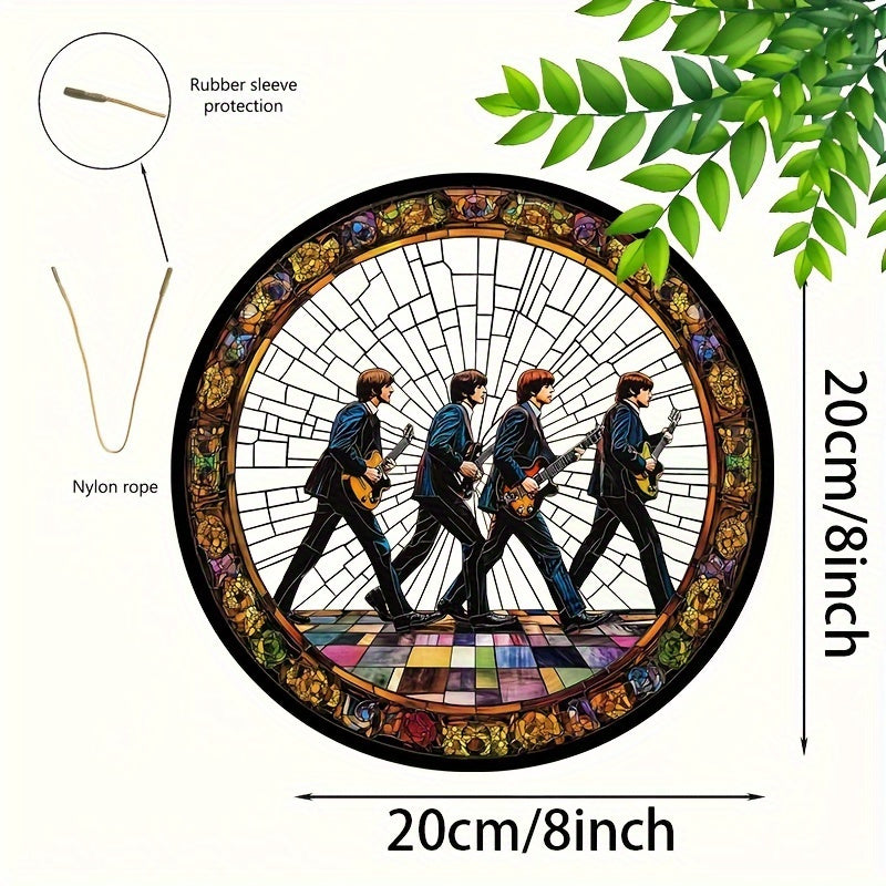 2D Flat, 2D Flat Display 8-Inch Acrylic Round Sun Catcher, Music Legend Stained Glass Style