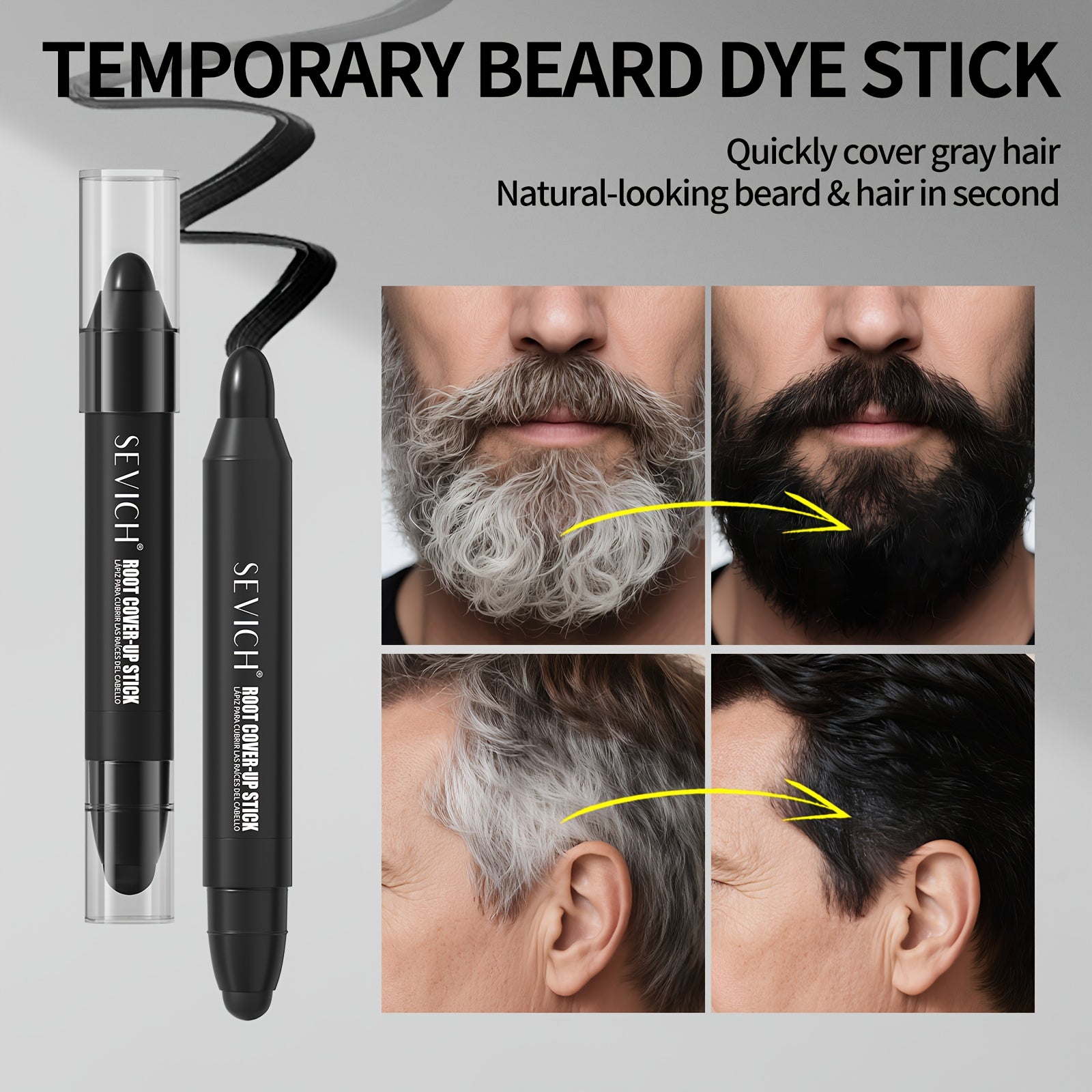 Set of 2 Sevich Men'S Beard And Hair Dye Sticks, Designed for Long-Lasting Use.
