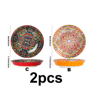 1/2/4pcs | 8" Colorful Ceramic Plates - Perfect for Pasta, Pancakes & Steak
