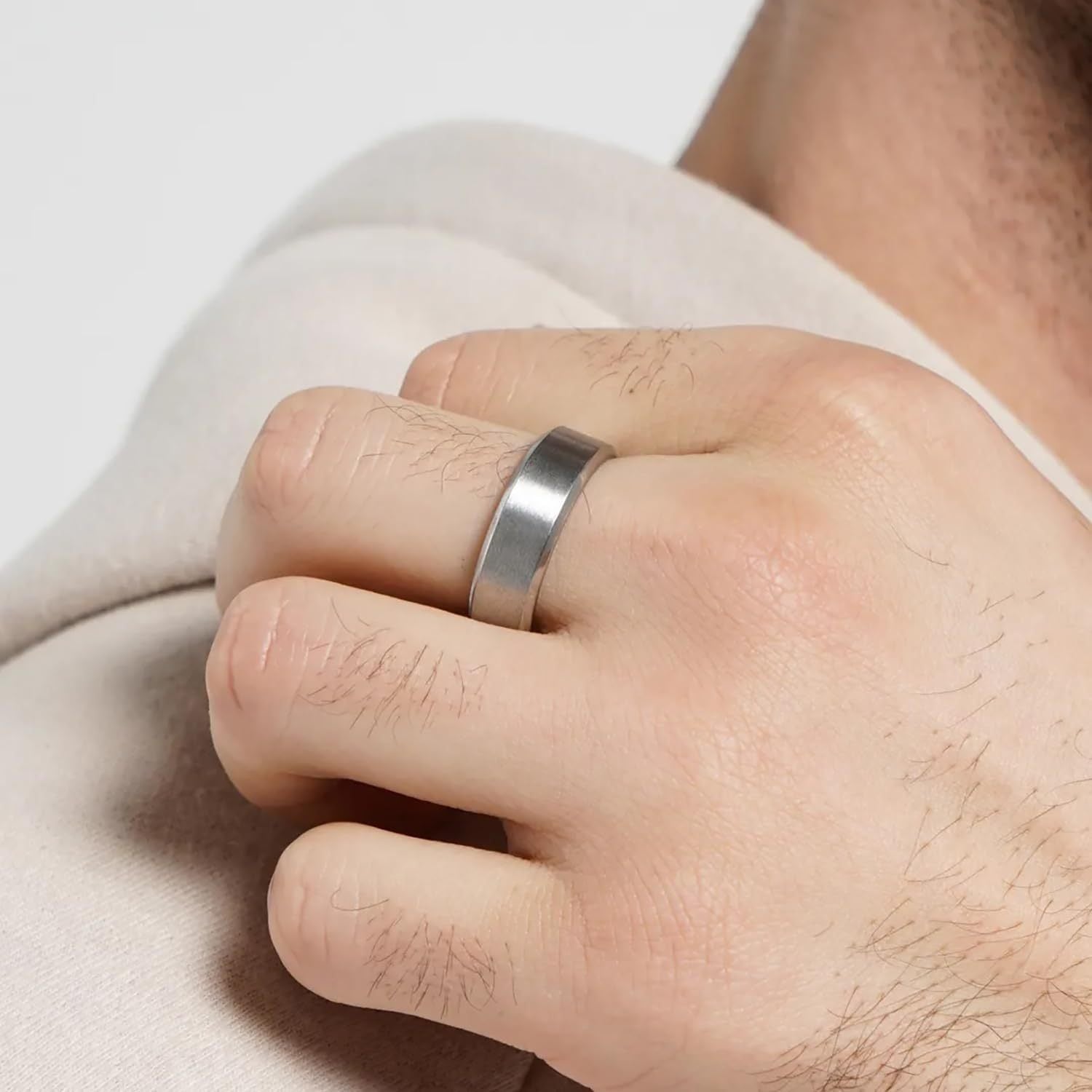 16pcs Men's 201 Stainless Steel Rings, Women's Cold Strap Rings, Men's Simple Engagement Ring Set