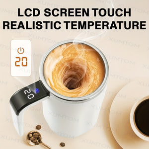 1 Auto Stirring Coffee Cup with Temperature Display, USB Recharge
