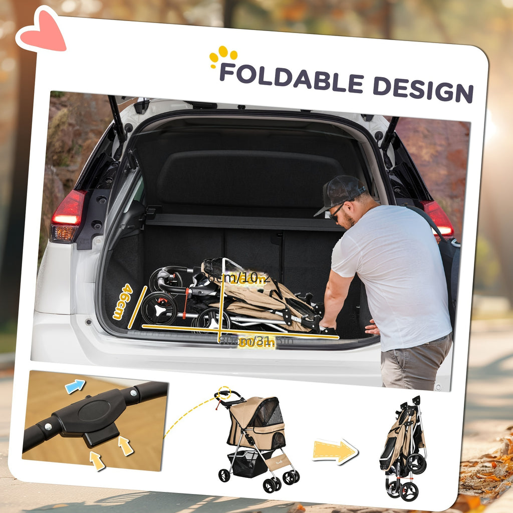 PawHut Dog Stroller, Foldable Pet Stroller For XS And Small Dogs And Cats