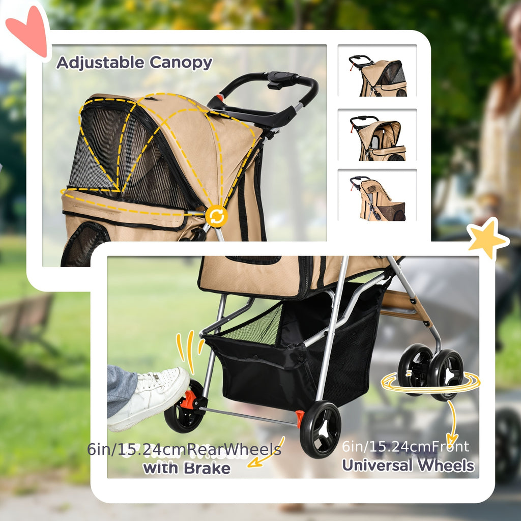 PawHut Dog Stroller, Foldable Pet Stroller For XS And Small Dogs And Cats