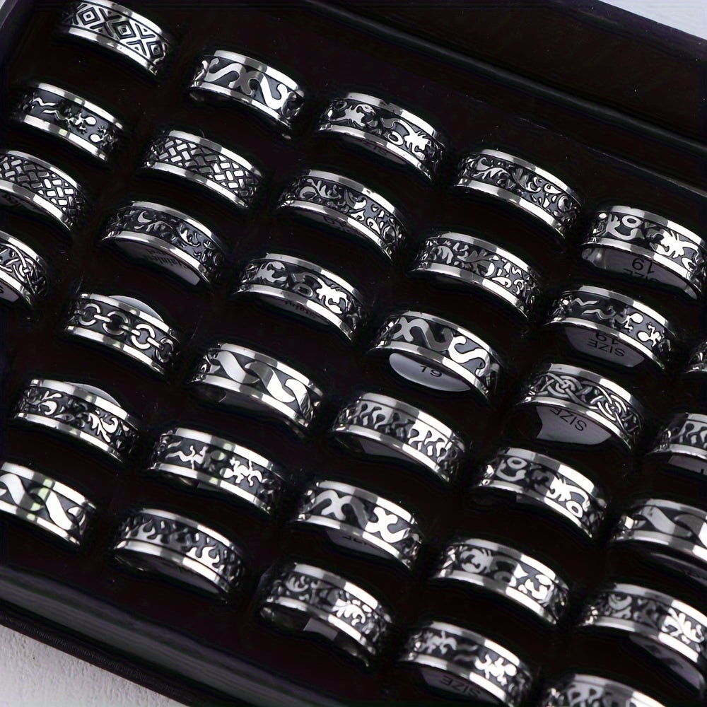 10pcs/Lot - Fashion Retro Three Color Oil Dripping - Stainless Steel Rings for Men Women