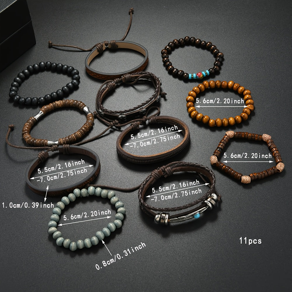 11pcs Turquoise Synthetic Cubic Synthetic Stone Bracelet Set