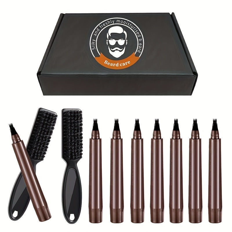 4/8 Pack Men's Beard Filling Pens, Long-Lasting Beard Pen Set with Brush