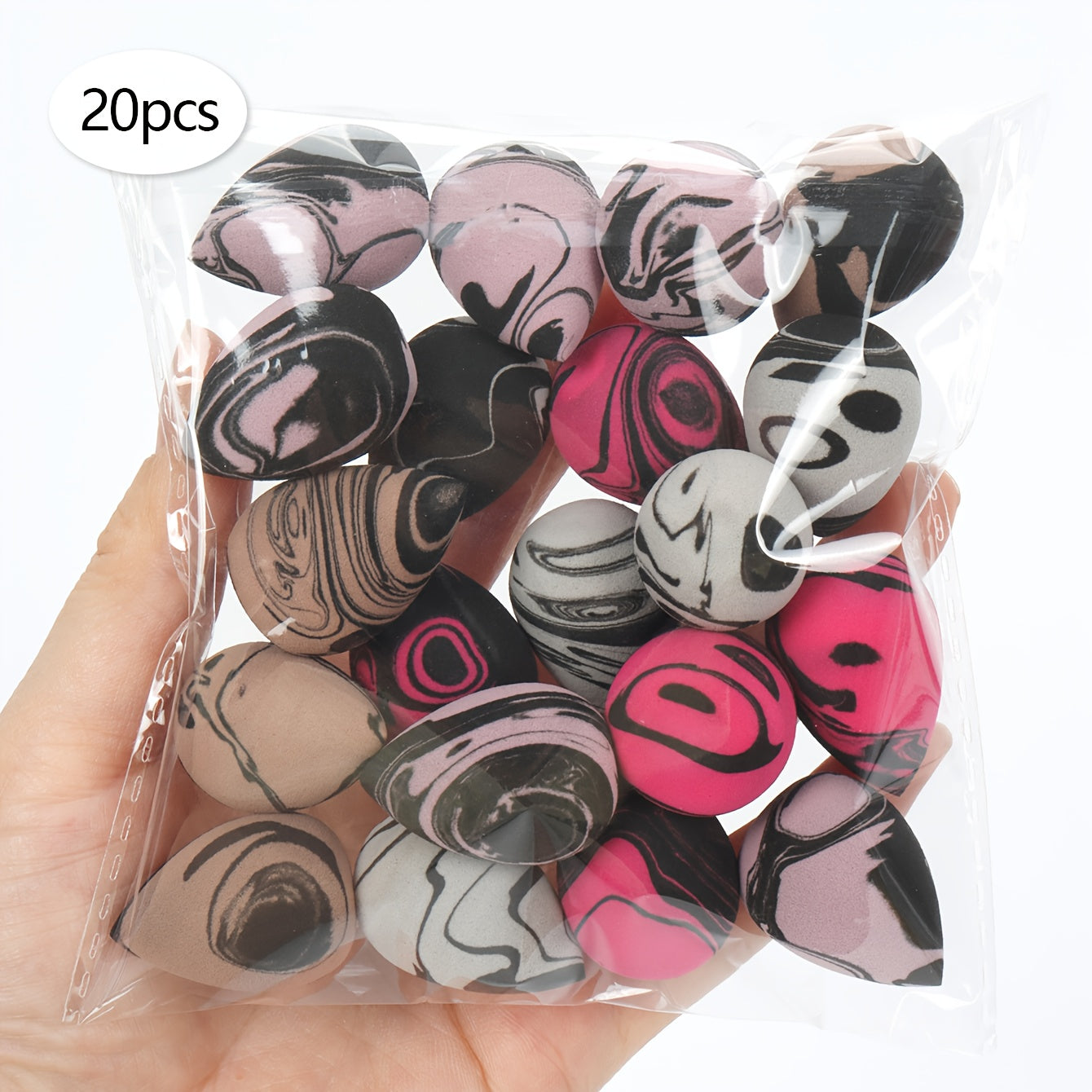 Dual-Color Mini Makeup Sponges Available in Packs of 10, 20, 30, 50, Or 100.