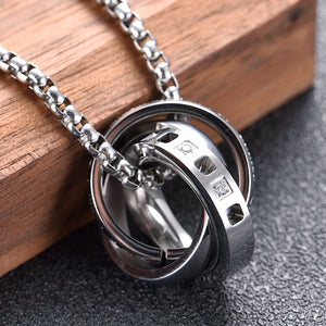 Alpaca 3-Ring Stainless Steel Pendant Necklace for Men