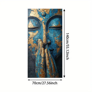 2D Flat, Large Modern Statue Canvas - Blue & Golden Hands