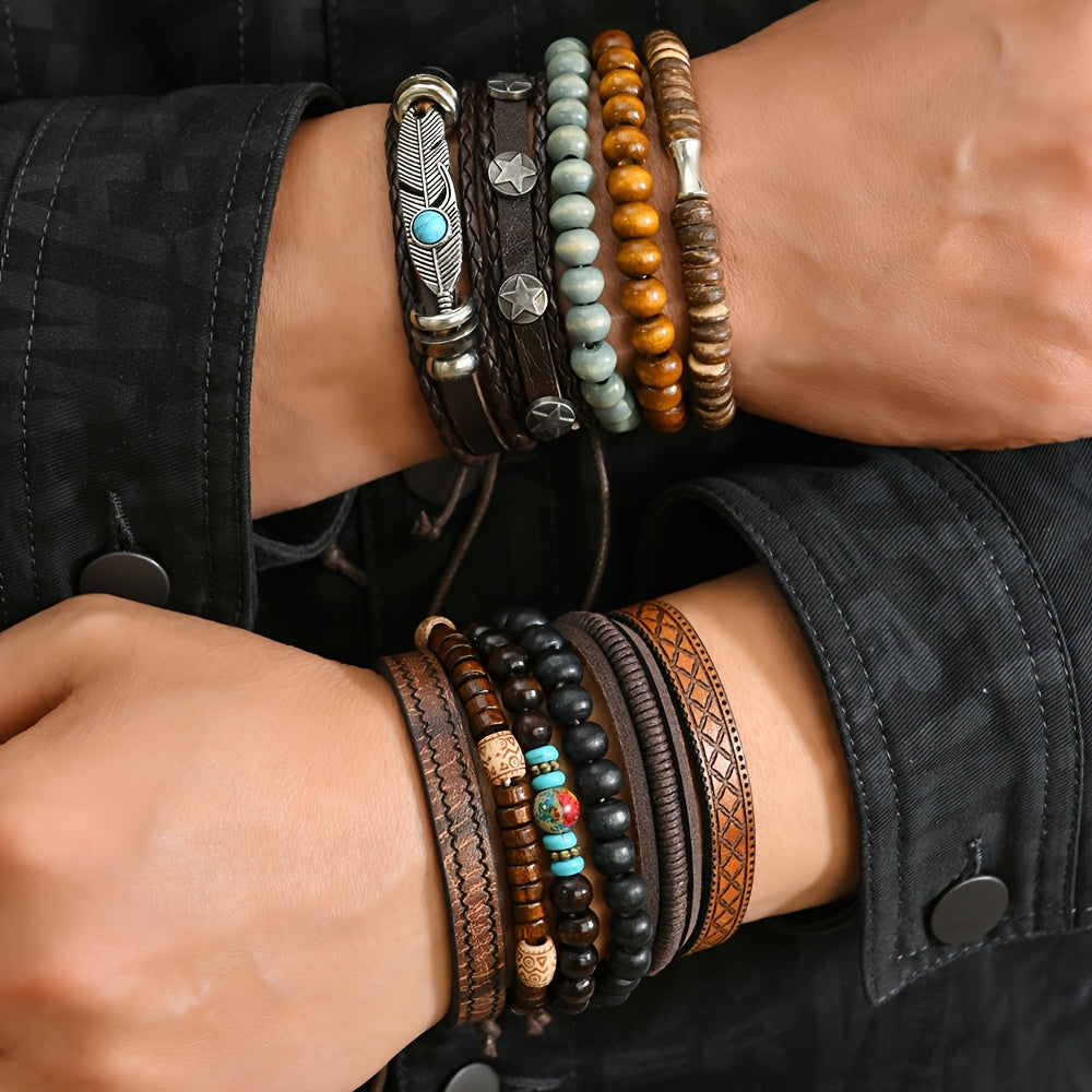 11pcs Turquoise Synthetic Cubic Synthetic Stone Bracelet Set