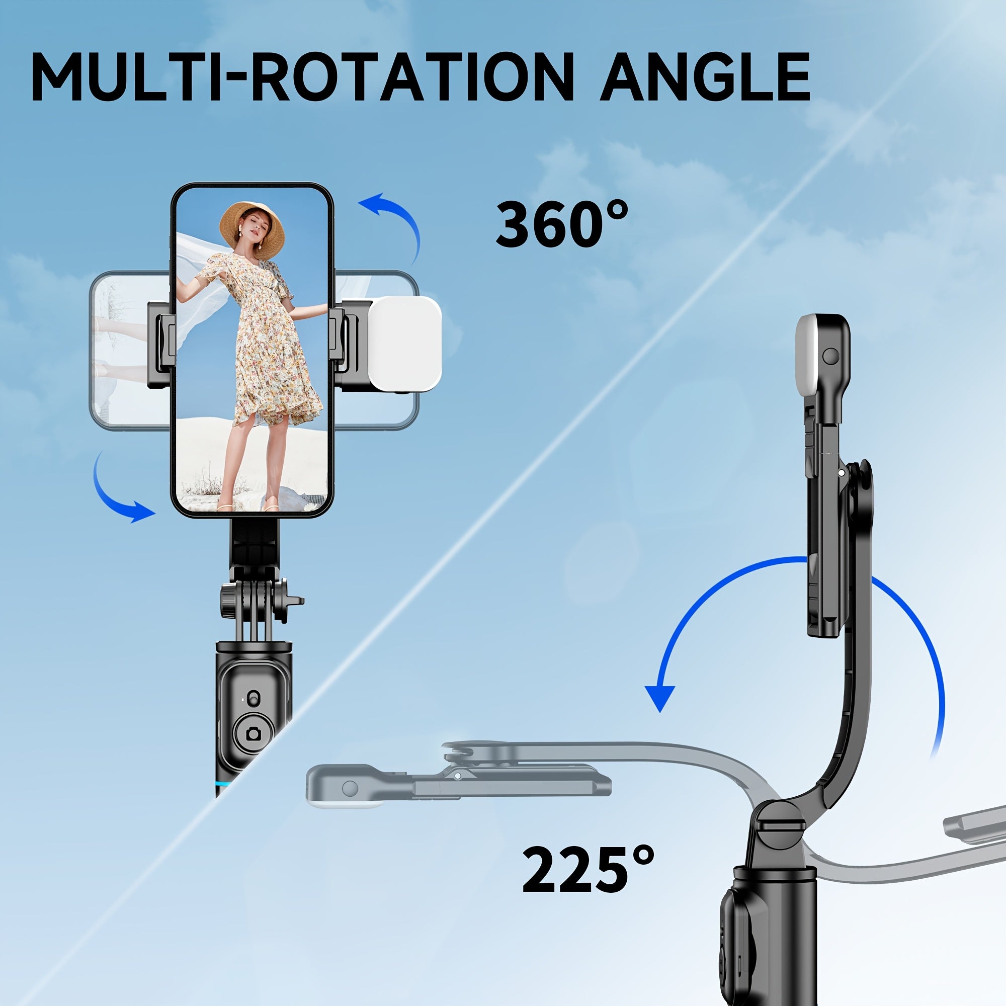 42" Selfie Stick Tripod with Fill Light Extendable Phone Tripod Stand