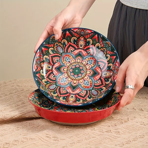 1/2/4pcs | 8" Colorful Ceramic Plates - Perfect for Pasta, Pancakes & Steak