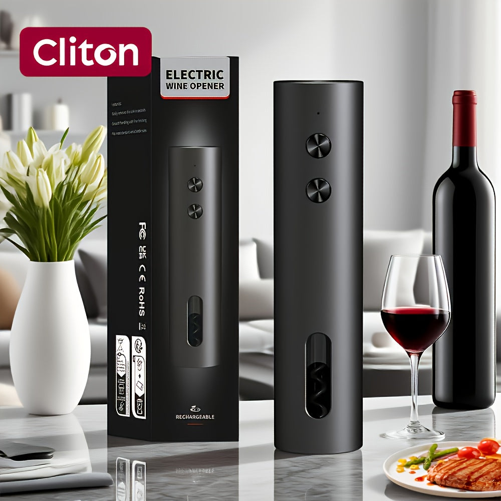 Single/Gift Set Option, Rechargeable Electric Wine Opener with Foil Cutter, Wine Pourer, Vacuum Stopper and Storage Base