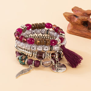 Bohemian Ethnic Style Winged Tassel Beaded Bracelets