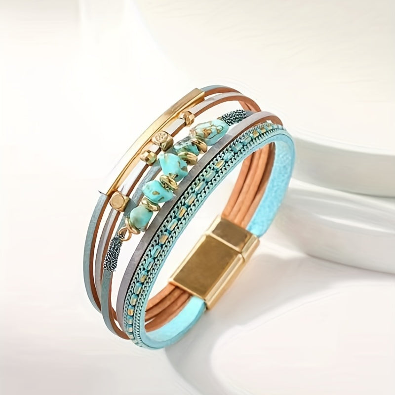 Cross-Border Bestseller Handmade  Irregular Turquoise Women's Cuff Bracelet