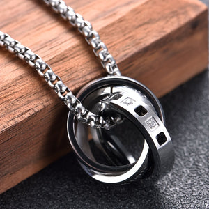 Alpaca 3-Ring Stainless Steel Pendant Necklace for Men