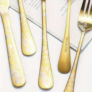20/30/40pcs Elegant Golden Stainless Steel Cutlery Set