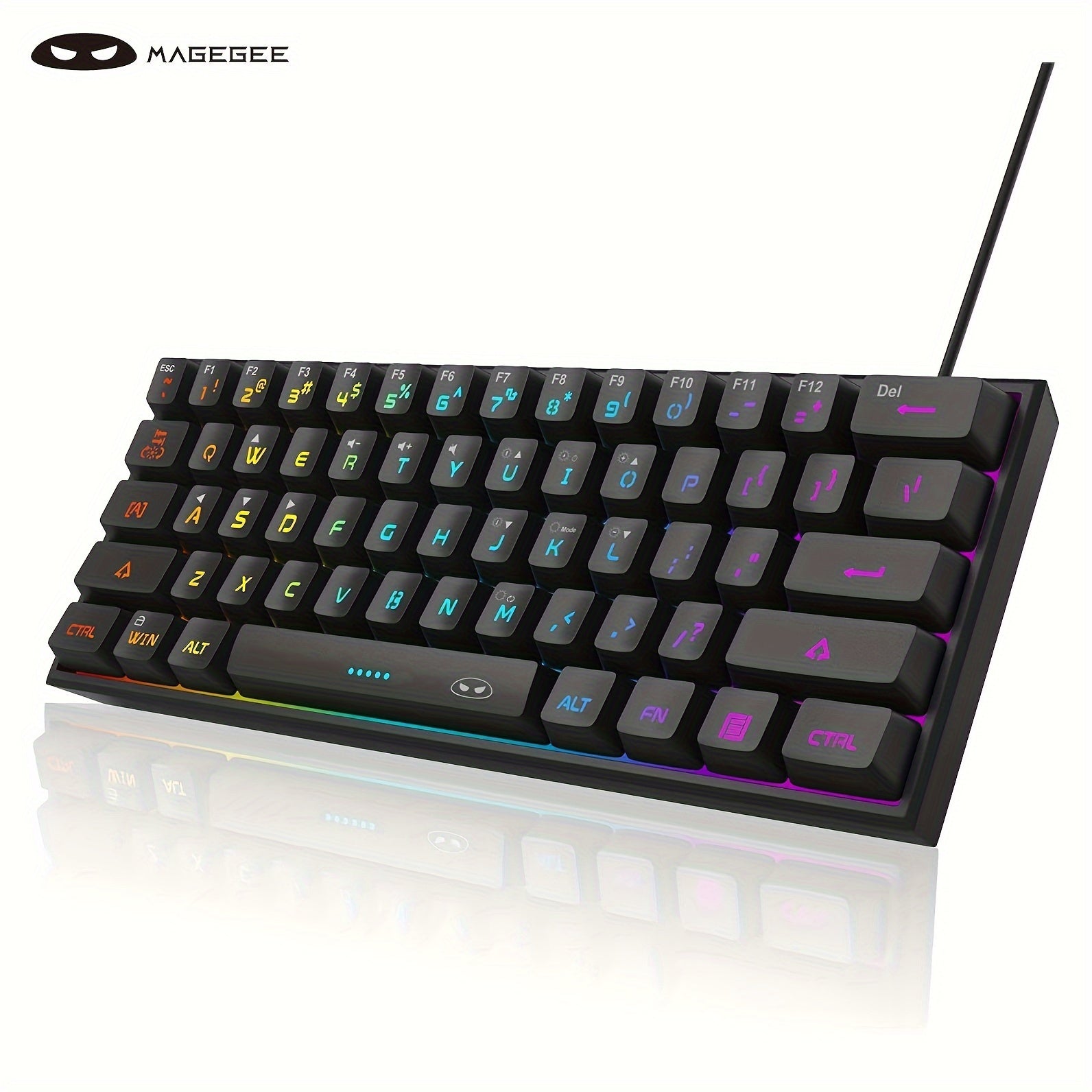 Mini 60% Gaming/Office Keyboard, Keycap Type Wired RGB Backlit Compact Computer Keyboard