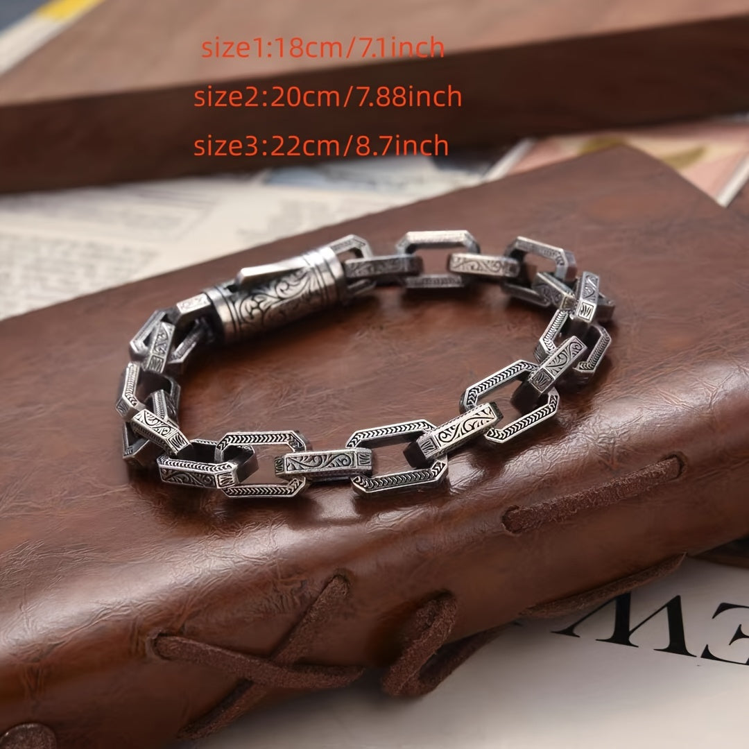 Vintage Fashion Copper Bracelet for Men, Korean Hip-Hop Style, Simple Rattan Pattern Wristband