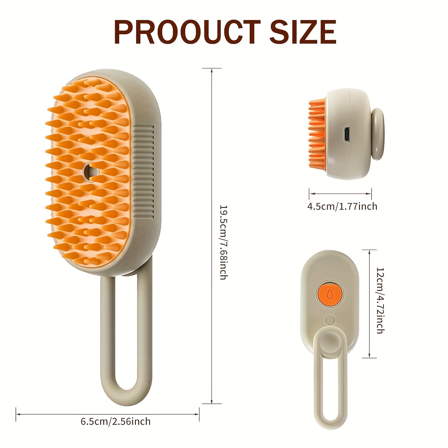 3-in-1 Rechargeable Cat & Dog Hair Removal Steam Comb with Bristles & Steam Technology