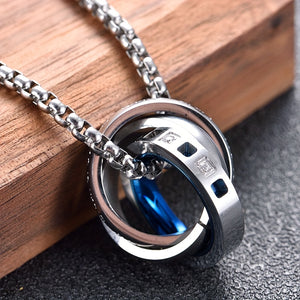 Alpaca 3-Ring Stainless Steel Pendant Necklace for Men