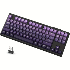 ATTACK SHARK M87 80% Wireless Gaming Keyboard, 87 Keys Rainbow Lights TKL Mechanical Feeling SA PBT Keyboard For Mac/Win, Wireless 5.0/2.4Ghz Dual Mode Pc Membrane Keyboards For Silent Office/Gaming