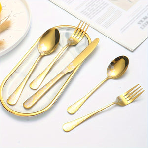 20/30/40pcs Elegant Golden Stainless Steel Cutlery Set