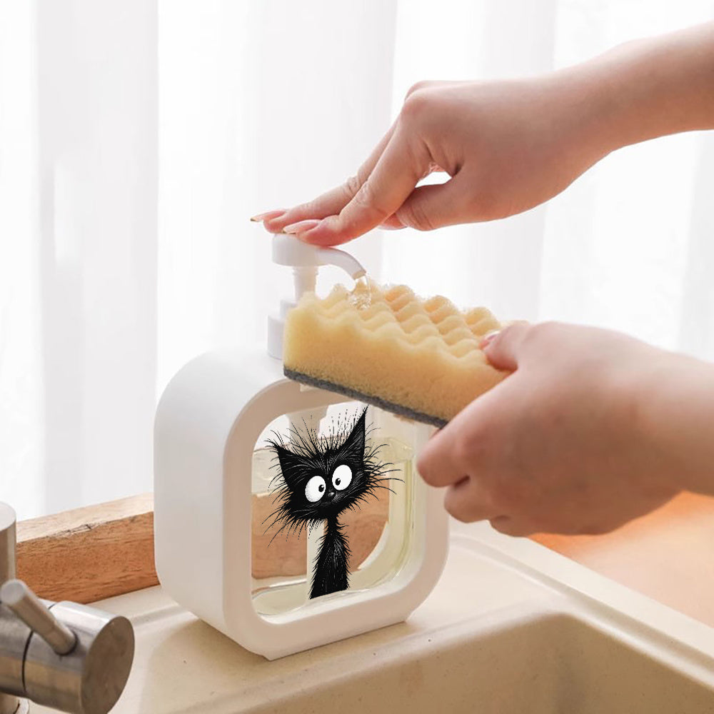 Cat-Shaped Soap Dispenser with Pump - Black & White Kitten Hand Soap Bottle, Cute Dispenser