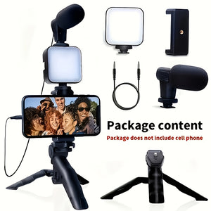 Professional Selfie Stick Video Camera Stand Microphone Kit
