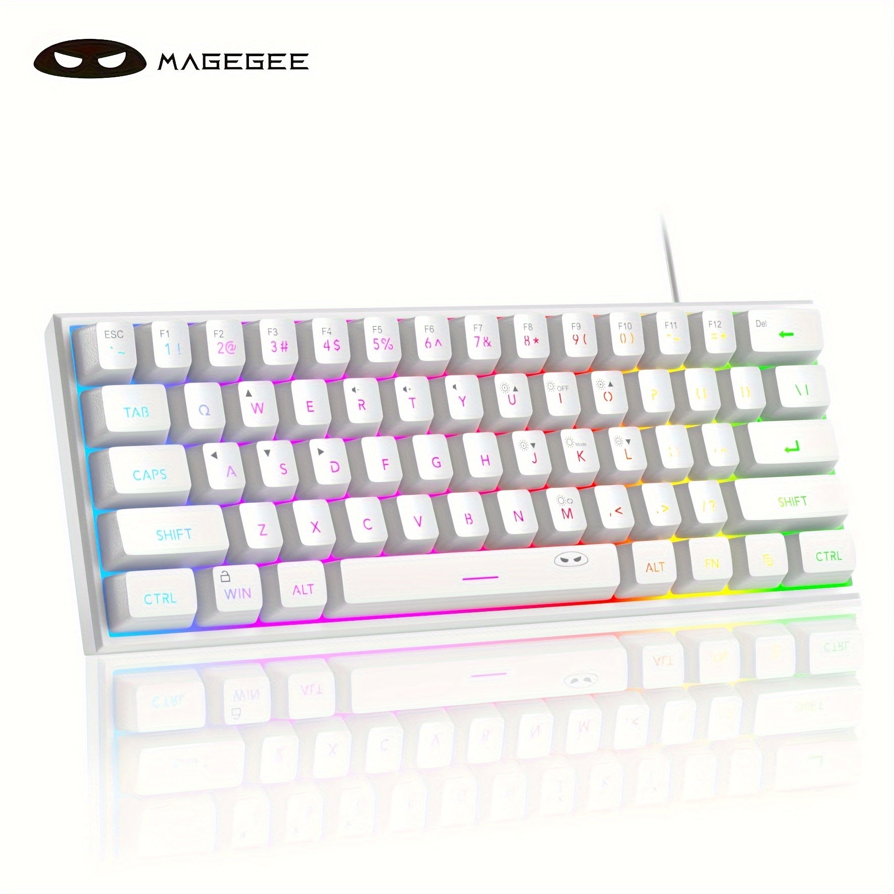 Mini 60% Gaming/Office Keyboard, Keycap Type Wired RGB Backlit Compact Computer Keyboard
