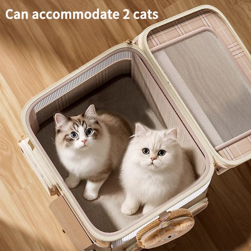 2025 New Dual-Opening Cat Carrier with Trolley | Suitable for Cats up to 25 lbs and Dogs up to 10 lbs